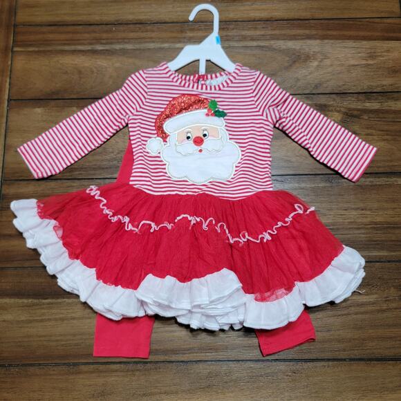2 Pc Emily Rose Christmas Tutu Dress w/ Red Pants - Size 18M - Picture 1 of 6